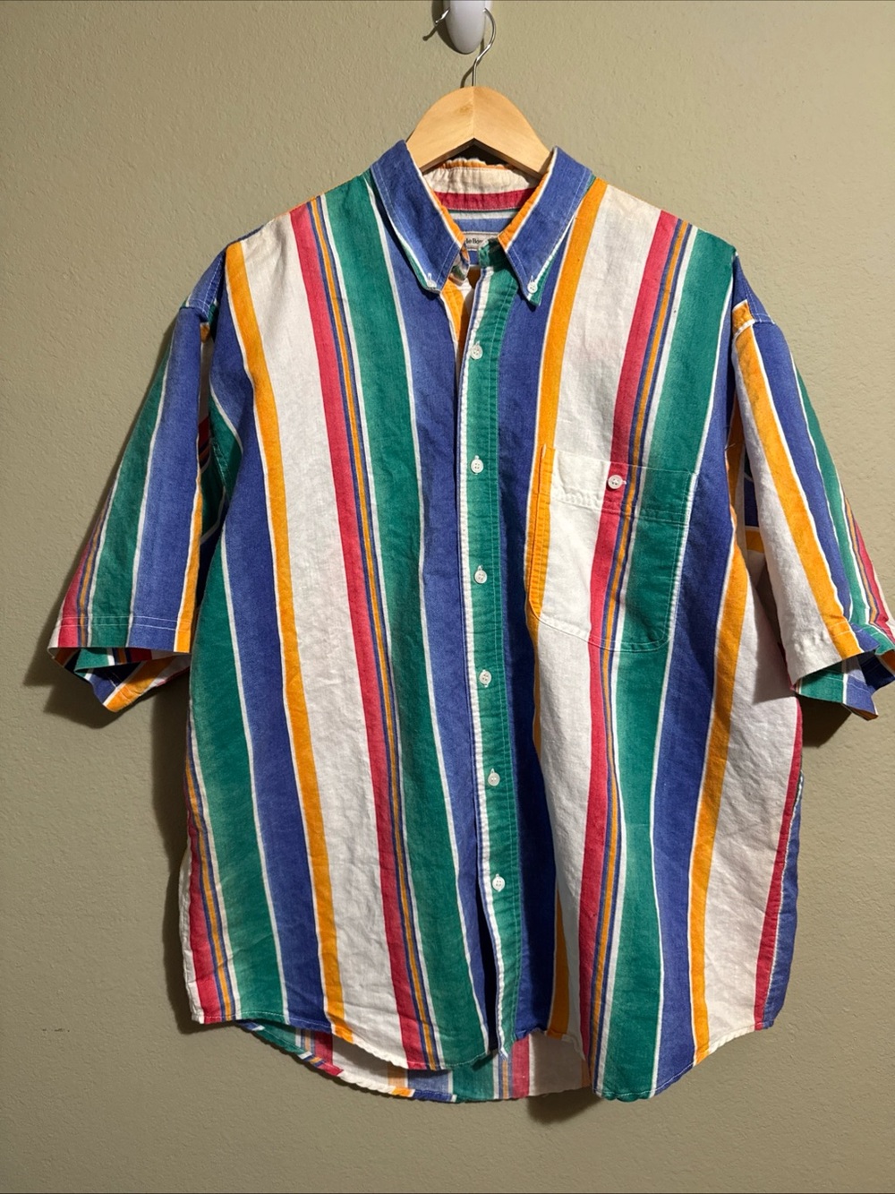 Bugle Boy Company Striped Multicolor Short Sleeve Button-Down Shirt XL